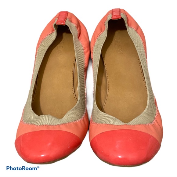 J. Crew Marley Ballet Flats Coral and Pink Cap Toe Size 7